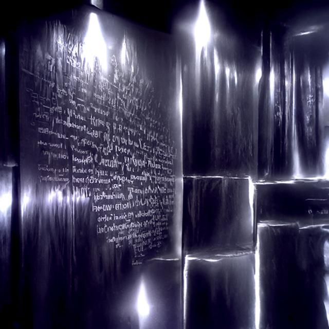 Shimmering Silver Text on Dark Marble Wall