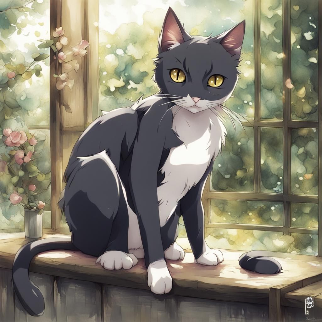 Anime Style Cat Illustration