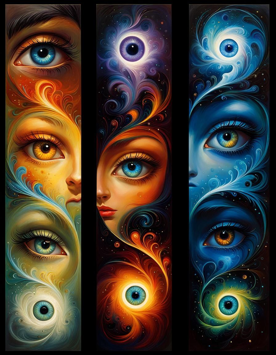 Eye Designs in Oil Painting Style