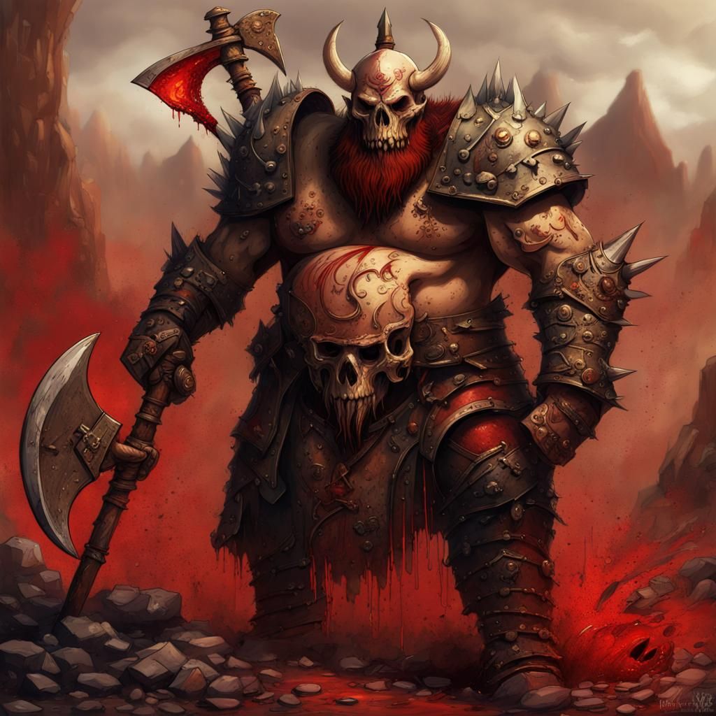 Menacing Ogre Warrior in Wasteland Environment