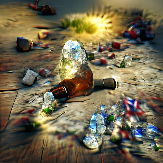 Hyperrealistic Broken Bottle with Volumetric Lighting