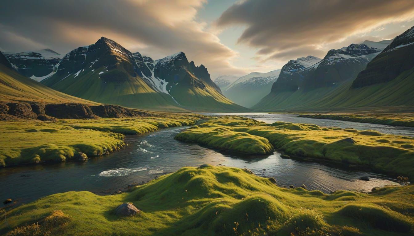 Majestic Icelandic Fjord Landscape in Cinematic Panoramic St...