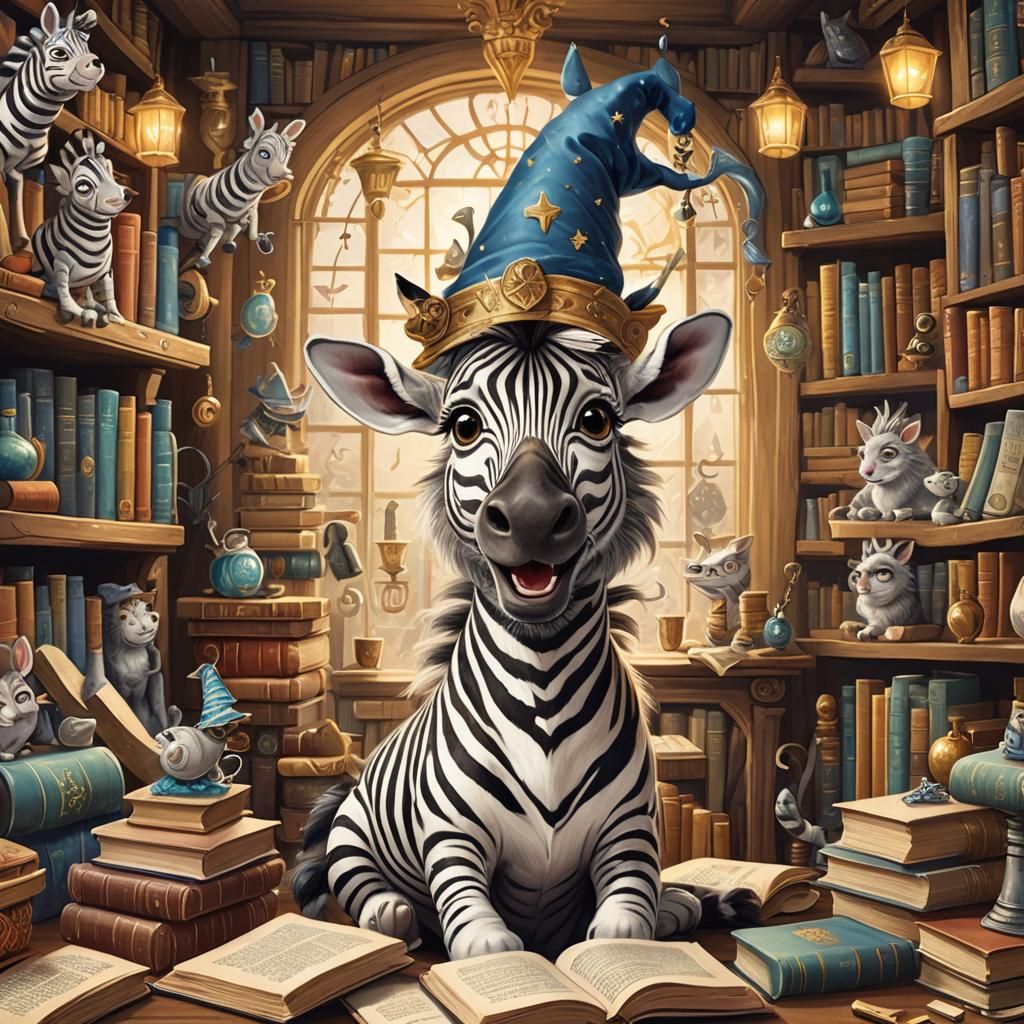 Whimsical Zebras in a Magical Room