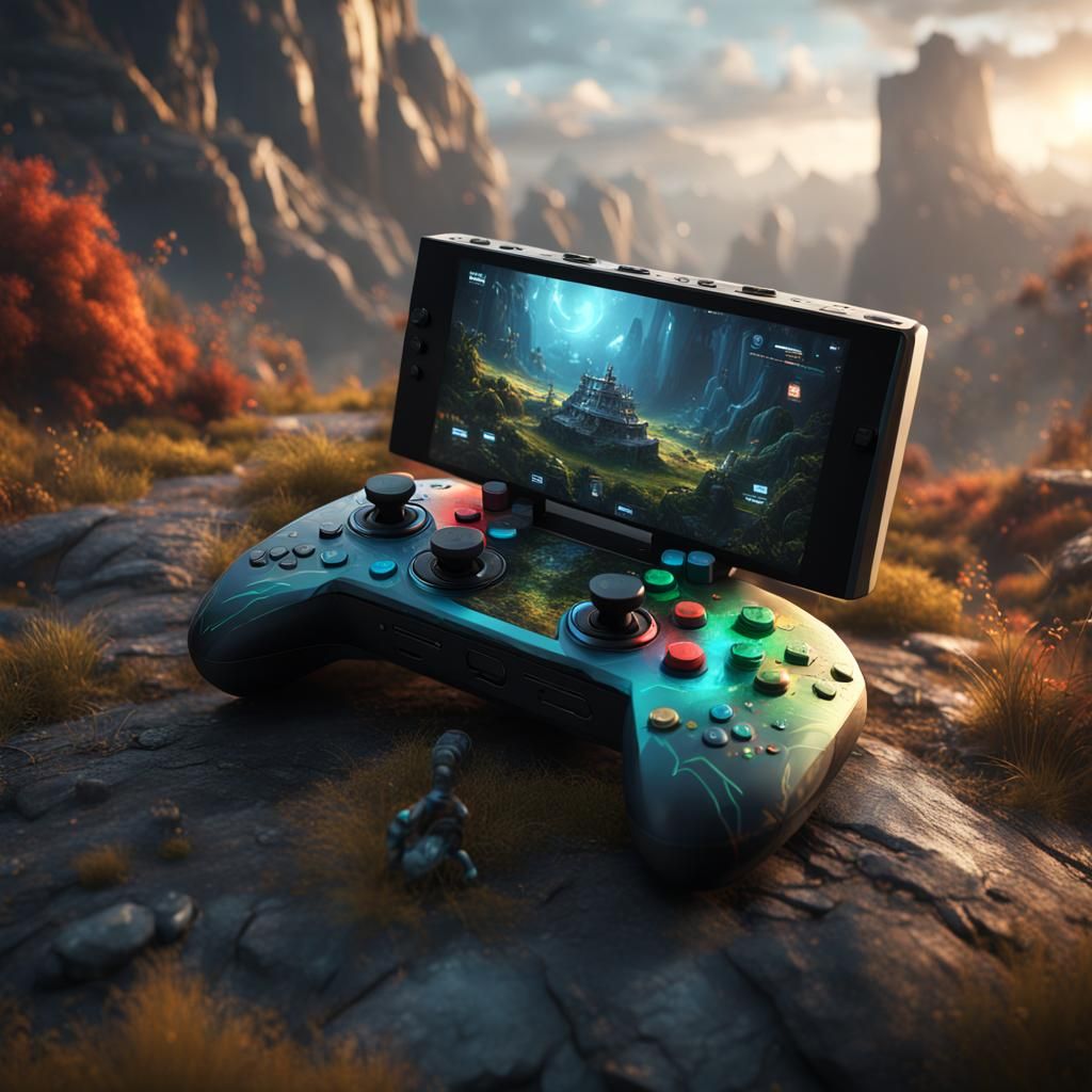 Detailed Game Console in Fantasy Concept Art
