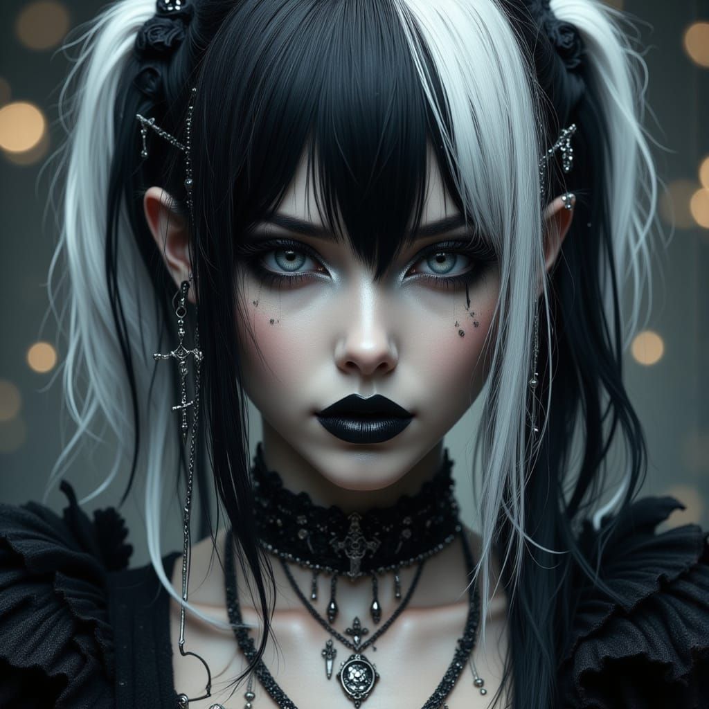 Hyper-Realistic Anime Portrait of a Gothic Woman