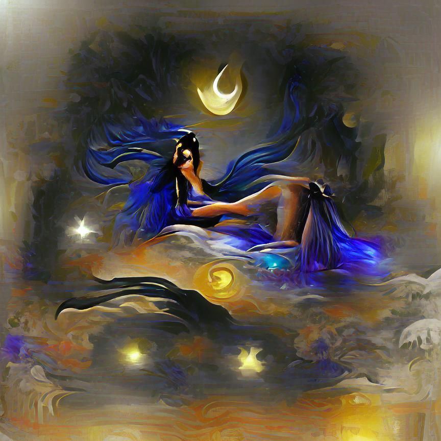 Art Nouveau Night Goddess Illustration