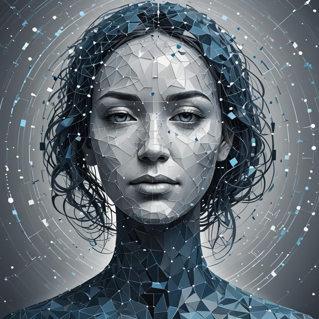 Minimalist AI Icon with Geometric Data Network