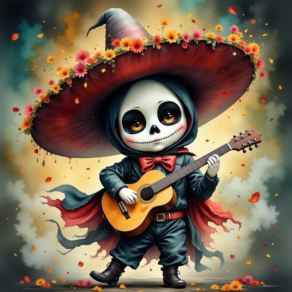 Day of the Dead Mariachi with Sombrero