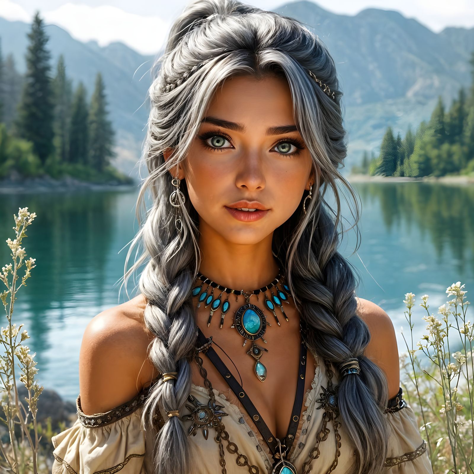 Fantasy Warrior Woman by Sunny Lake in Hand Drawn Style