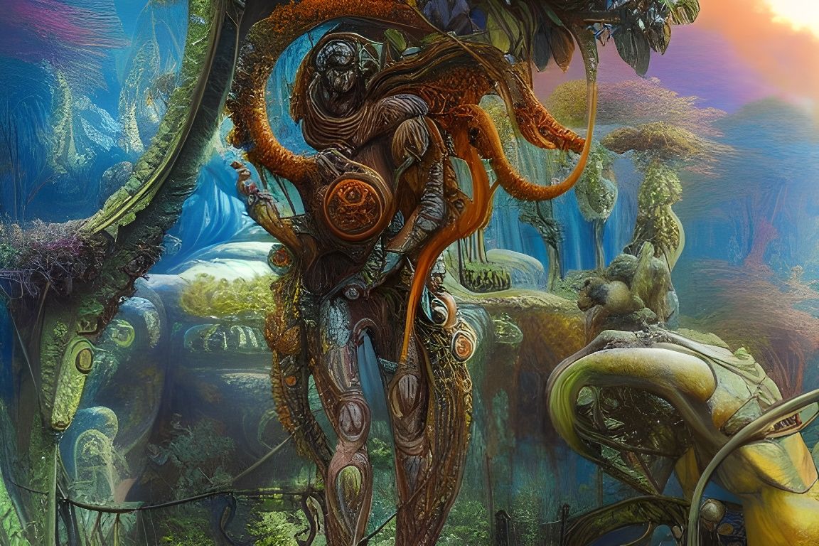 Psychedelic Cascade Gardens with Nephilim Fountains