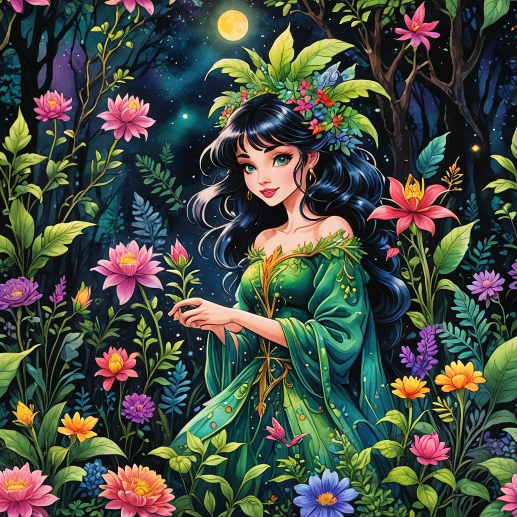 Crysta from Ferngully in Magical Glowing Woodlands