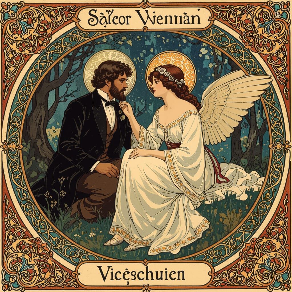 Enchanted Forest with Flowers in Romantic Style