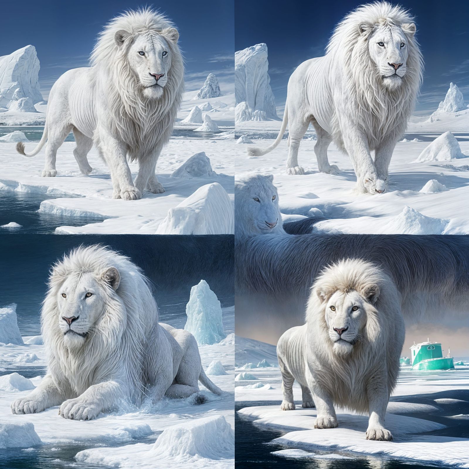 Majestic White Lion in Enchanted North Pole
