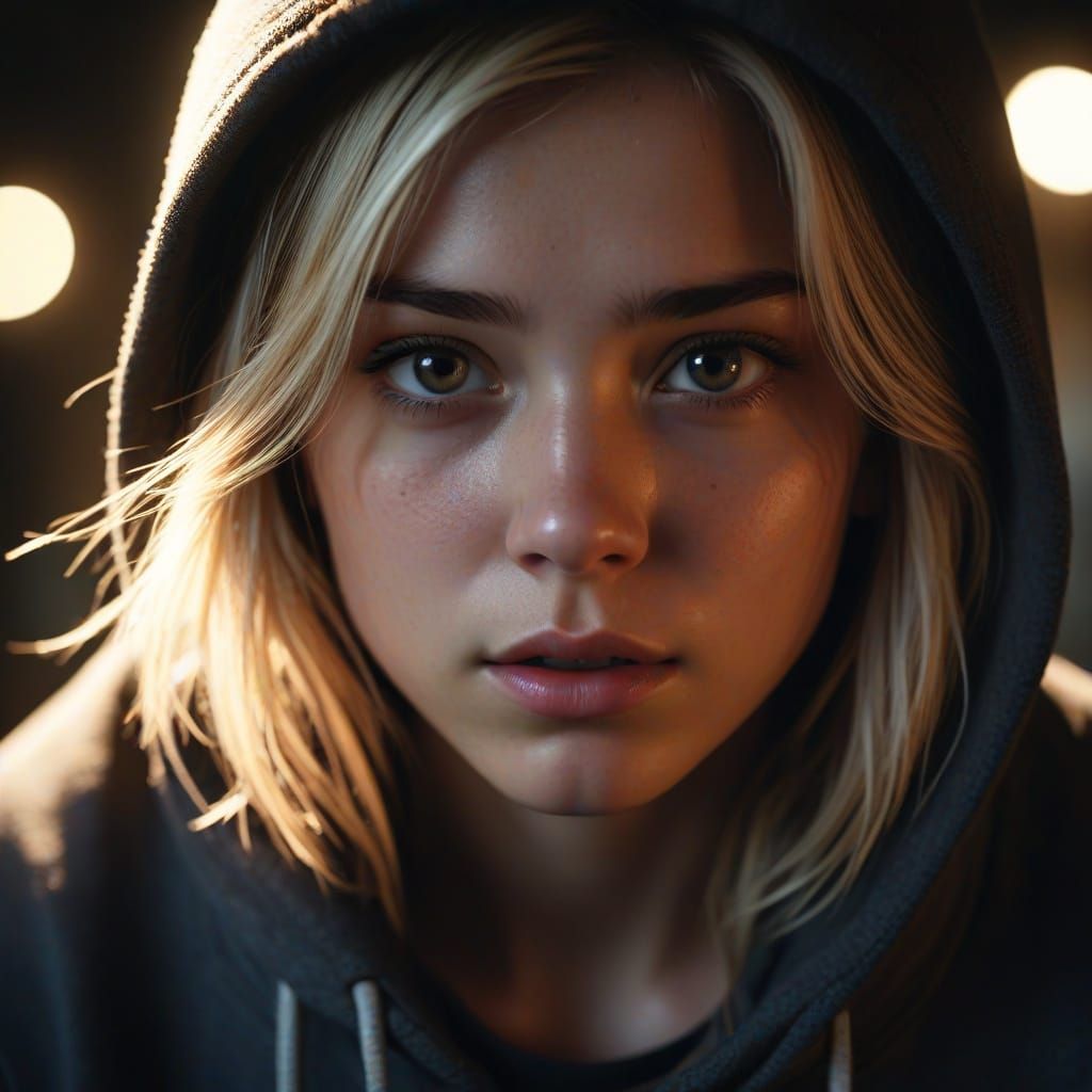Cinematic Portrait of a Scared Teenager in Moody Lighting