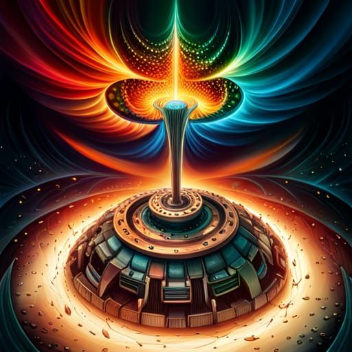 Cyberpunk Explosion of Earth and Flowers