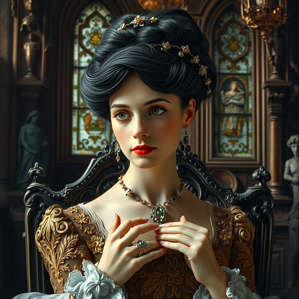 Ethereal Noblewoman in Ornate Baroque Style