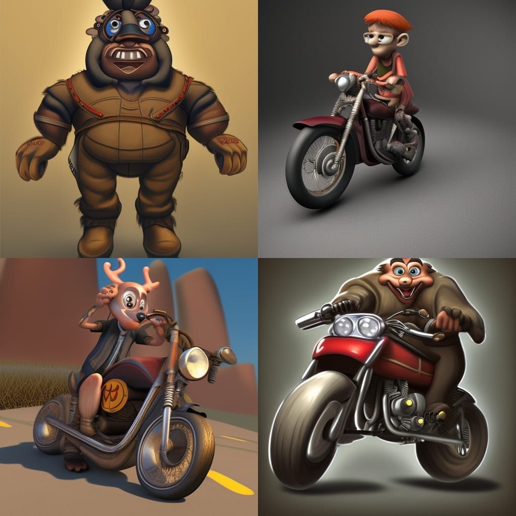 Biker Boar Man: Pixar-Style 3D Digital Art
