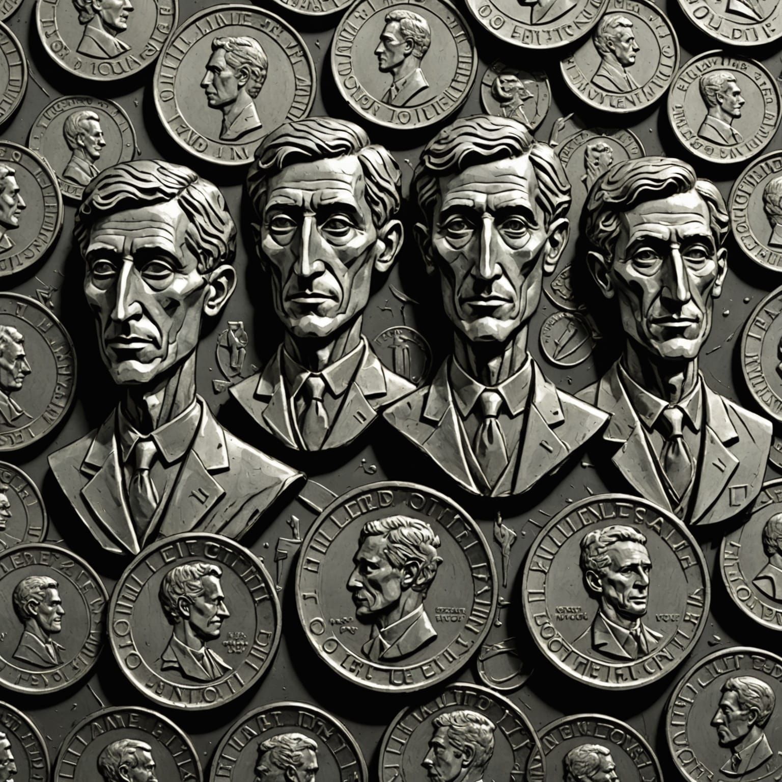 Giacometti-Inspired Dollar Quarter Metal Carvings