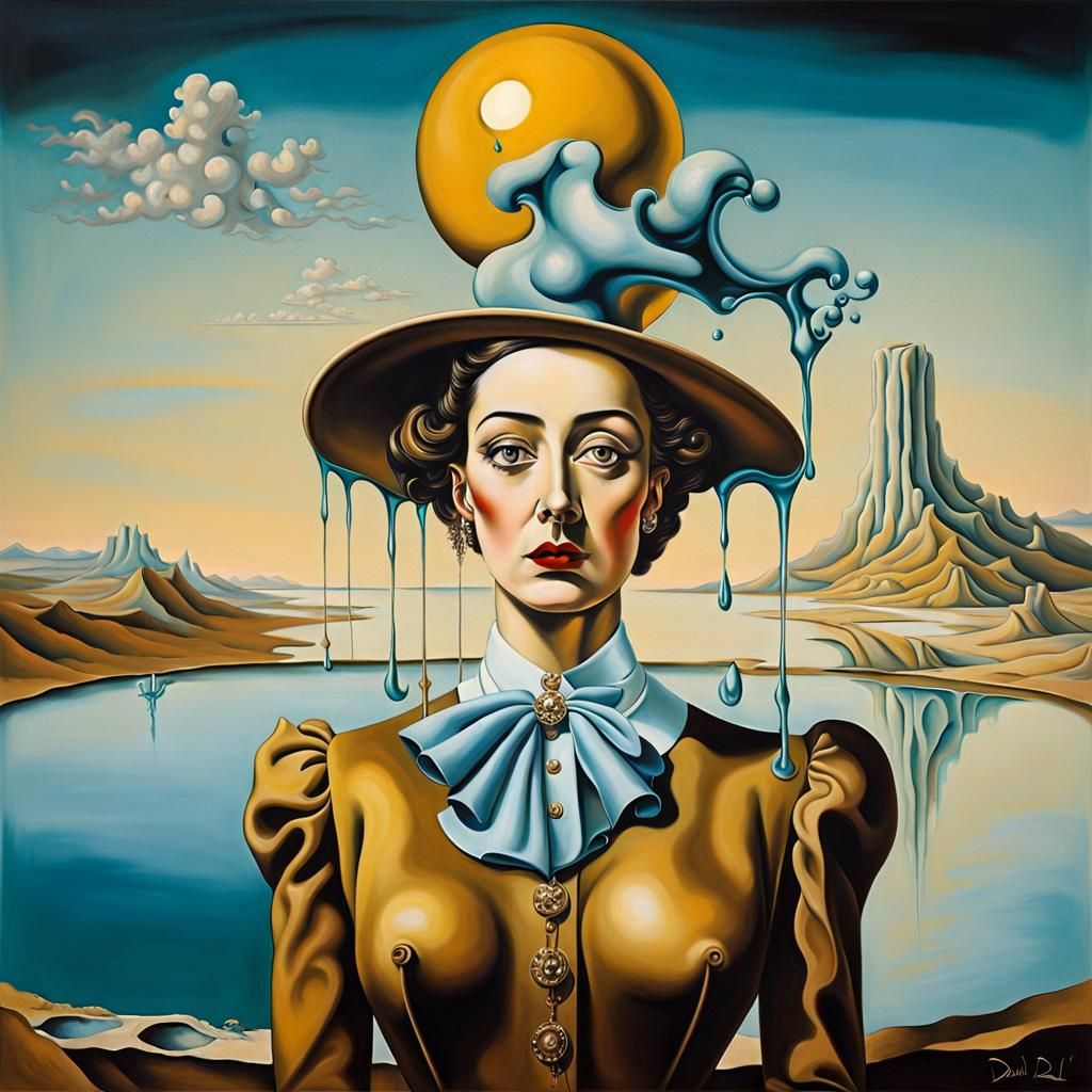 Surreal Melting Portrait in Deco Art Style