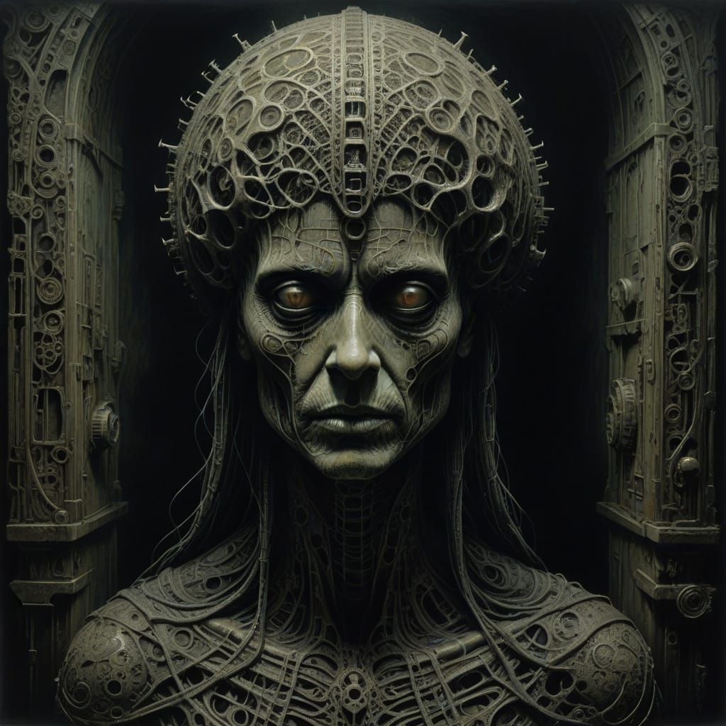 Surrealistic Metallic Artifact in Charcoal Rendering