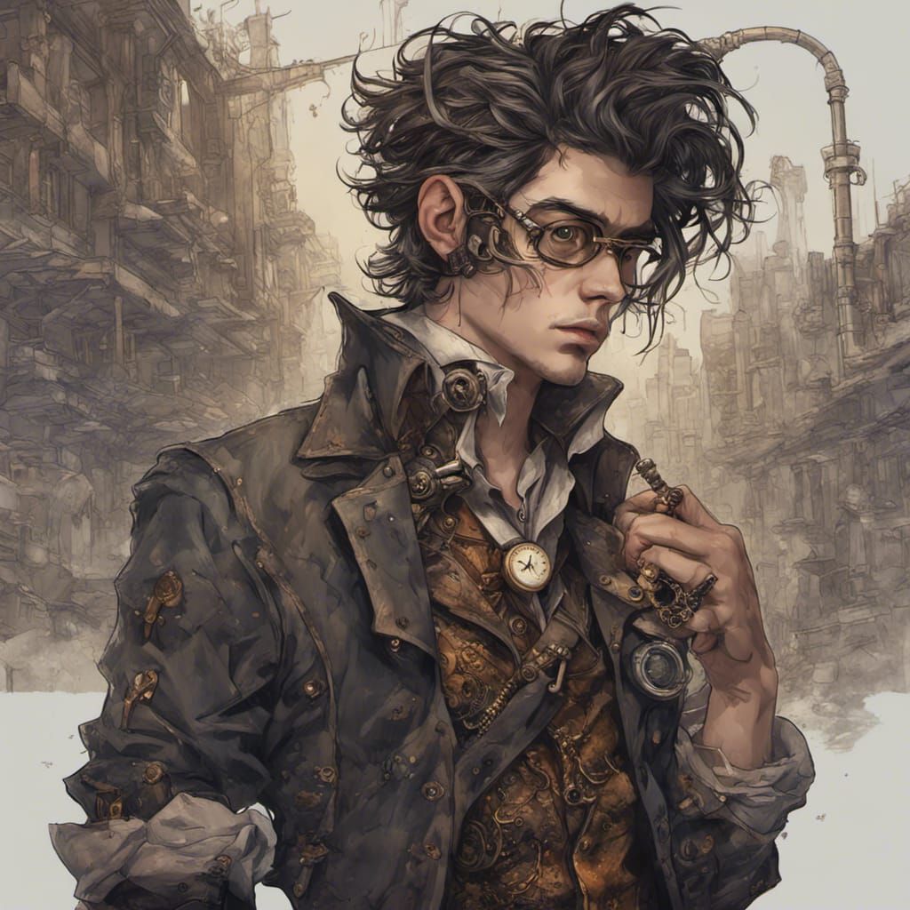 Steampunk Rogue in Hyper-Realistic Digital Illustration