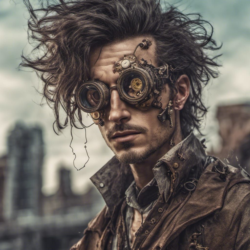 Steampunk Rogue in Hyper-Realistic Digital Illustration