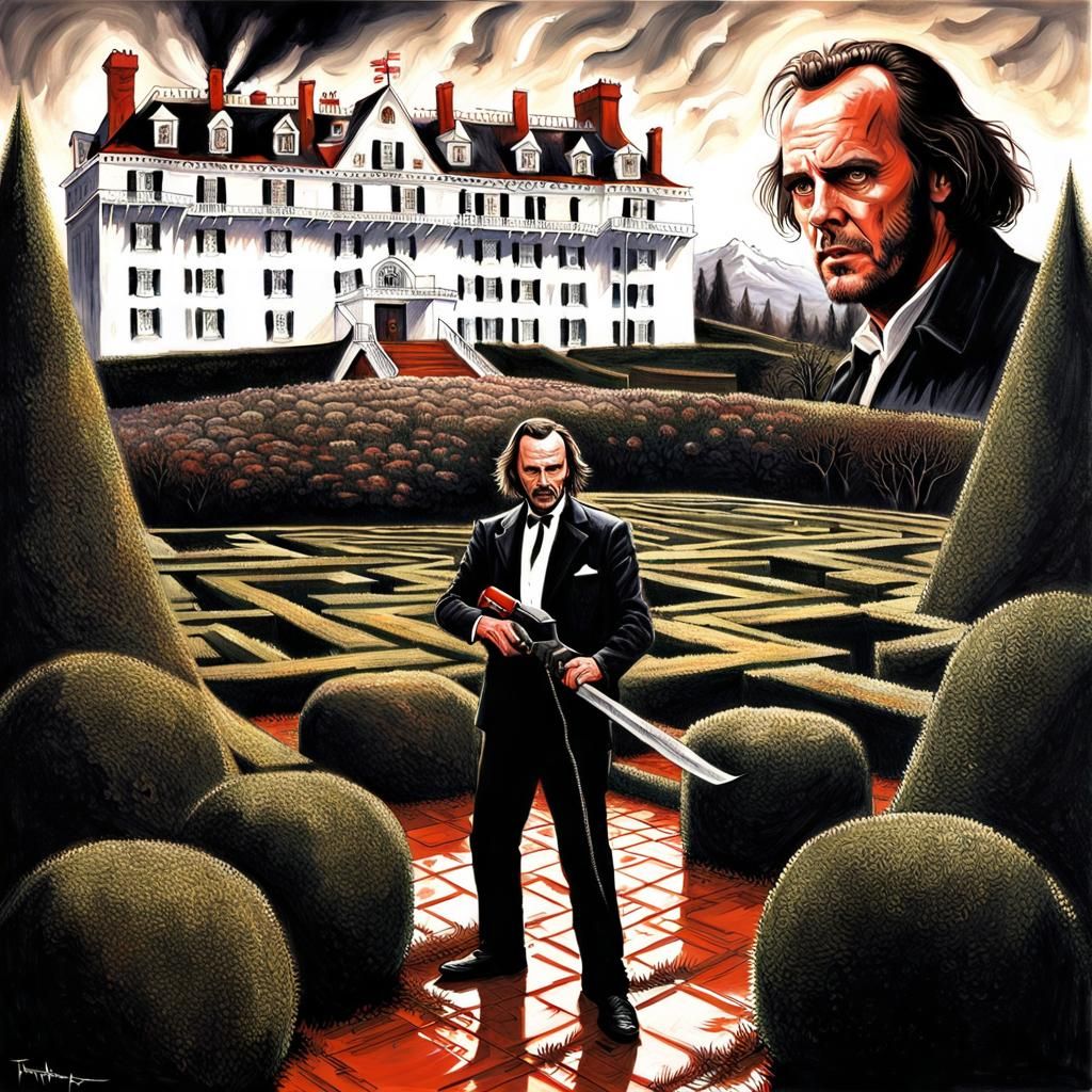 Jack Torrance trims the high grown hedge.