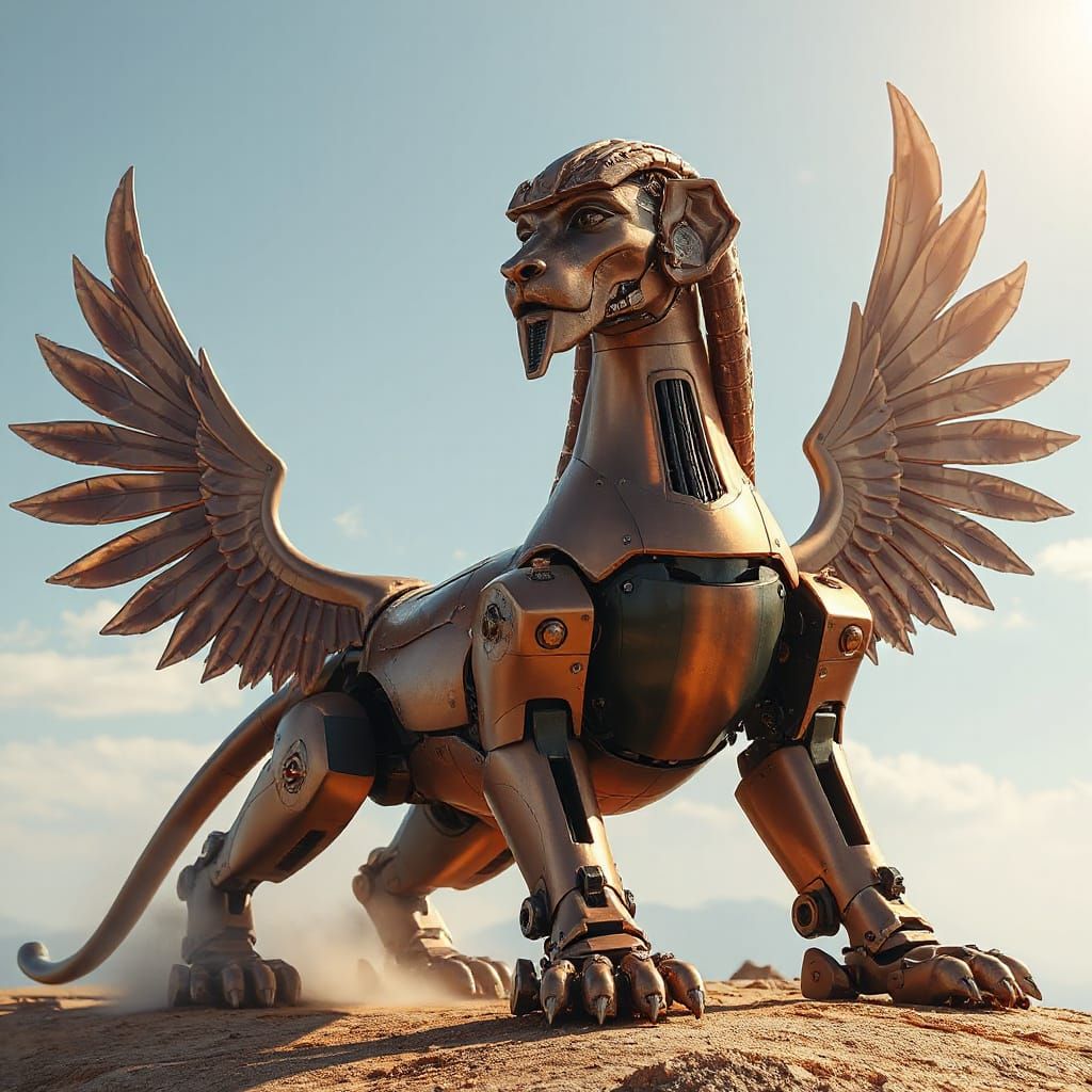 Majestic Copper-Hued Mechanical Sphinx