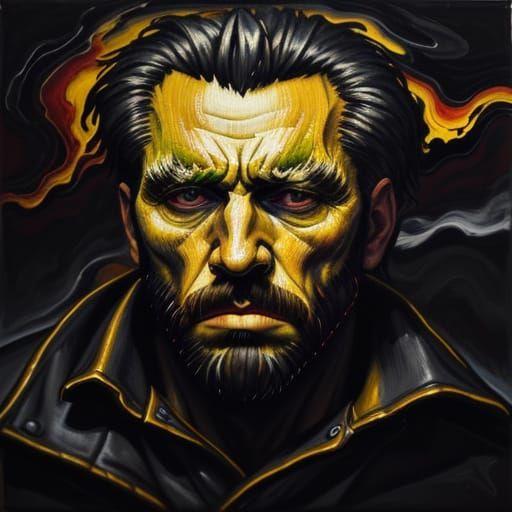 Tormented Figure in Dramatic Spotlight