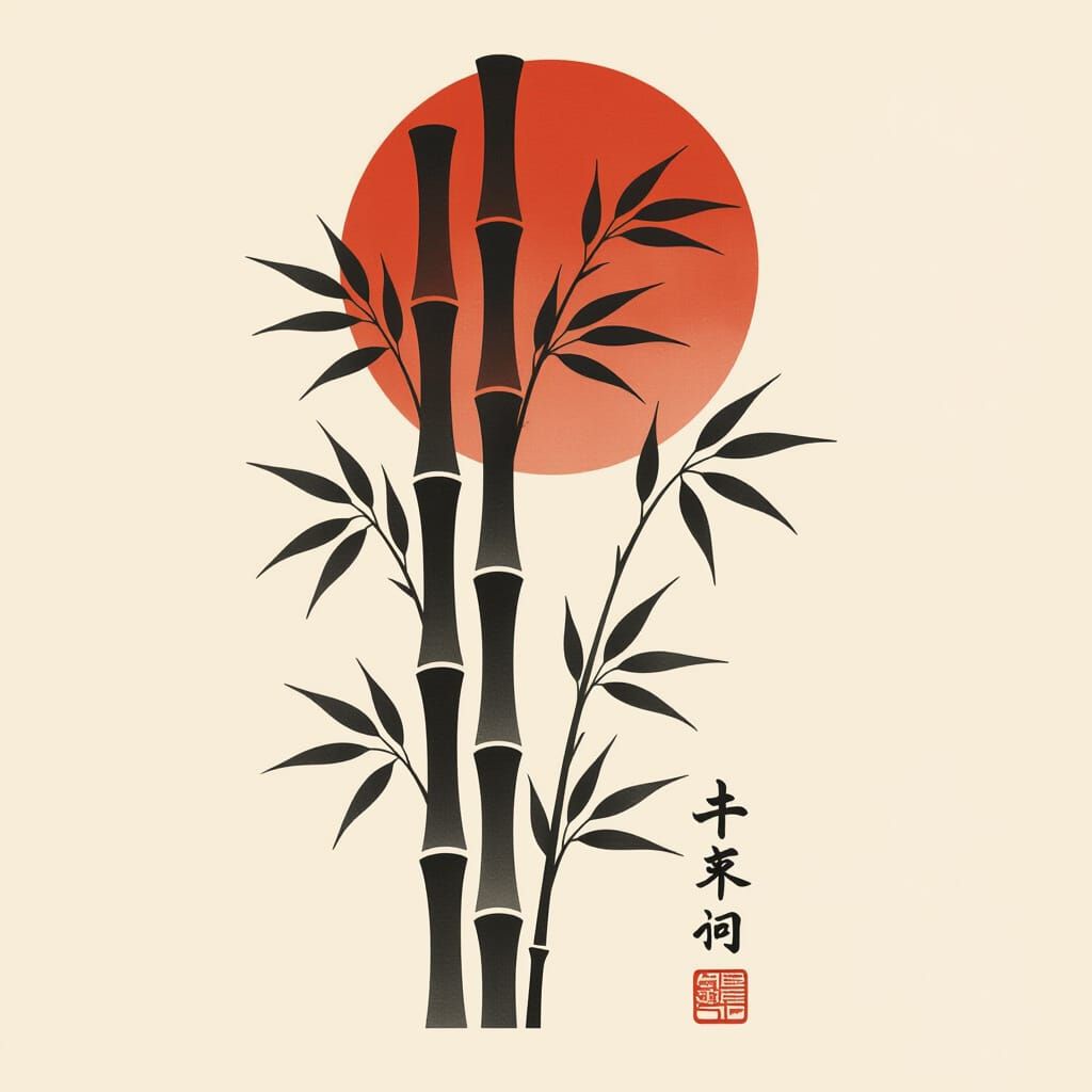 Minimalist Bamboo Tattoo Designs in Japanese Watercolor Styl...