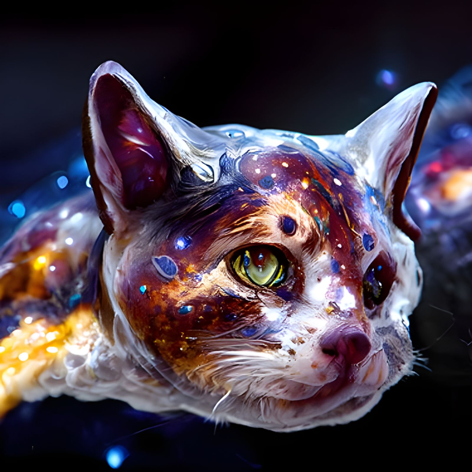 Hyperrealistic Galaxy Cat Fantasy Concept Art