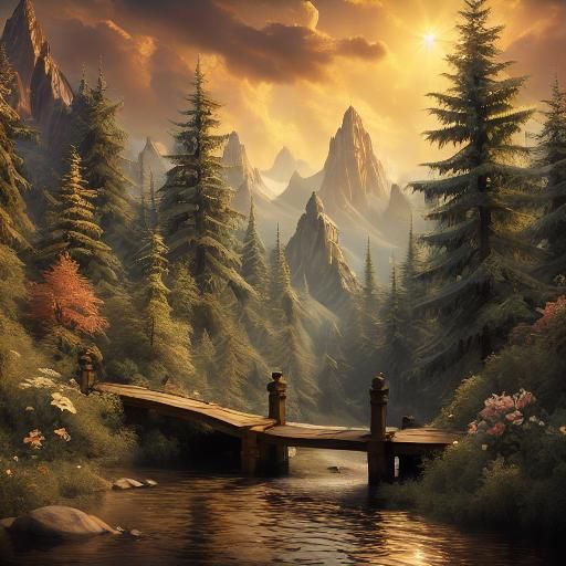 Heroic Warrior in Mystical Cityscape Concept Art