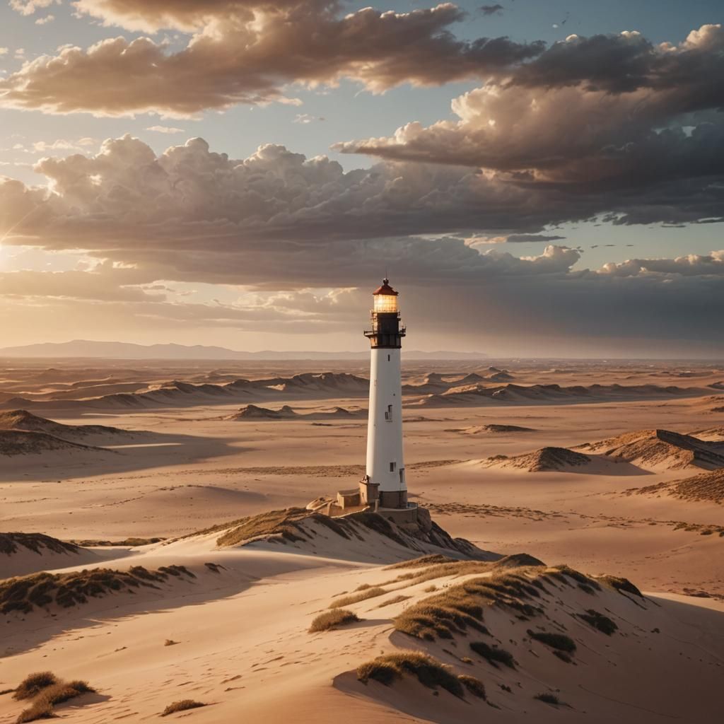 Desert Lighthouse in Hyper-Realistic Digital Art