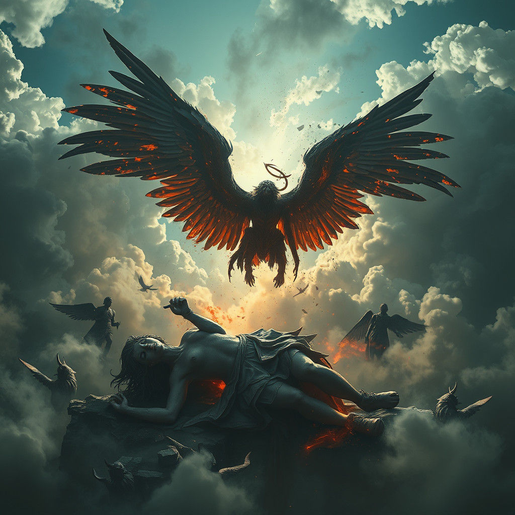 Fallen Angel in Shattered Light: Dark Surrealism