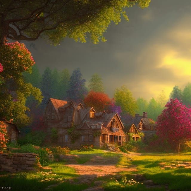 Enchanting Farmhouse: A Detailed Matte Painting