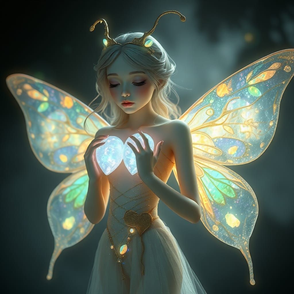 Bioluminescent Fairy Pleading in Cosmic Landscape