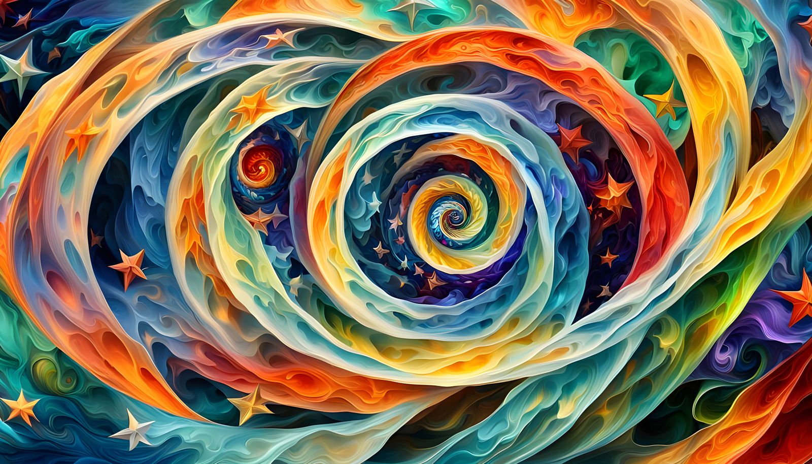 Celestial Vortex in Iridescent Oil