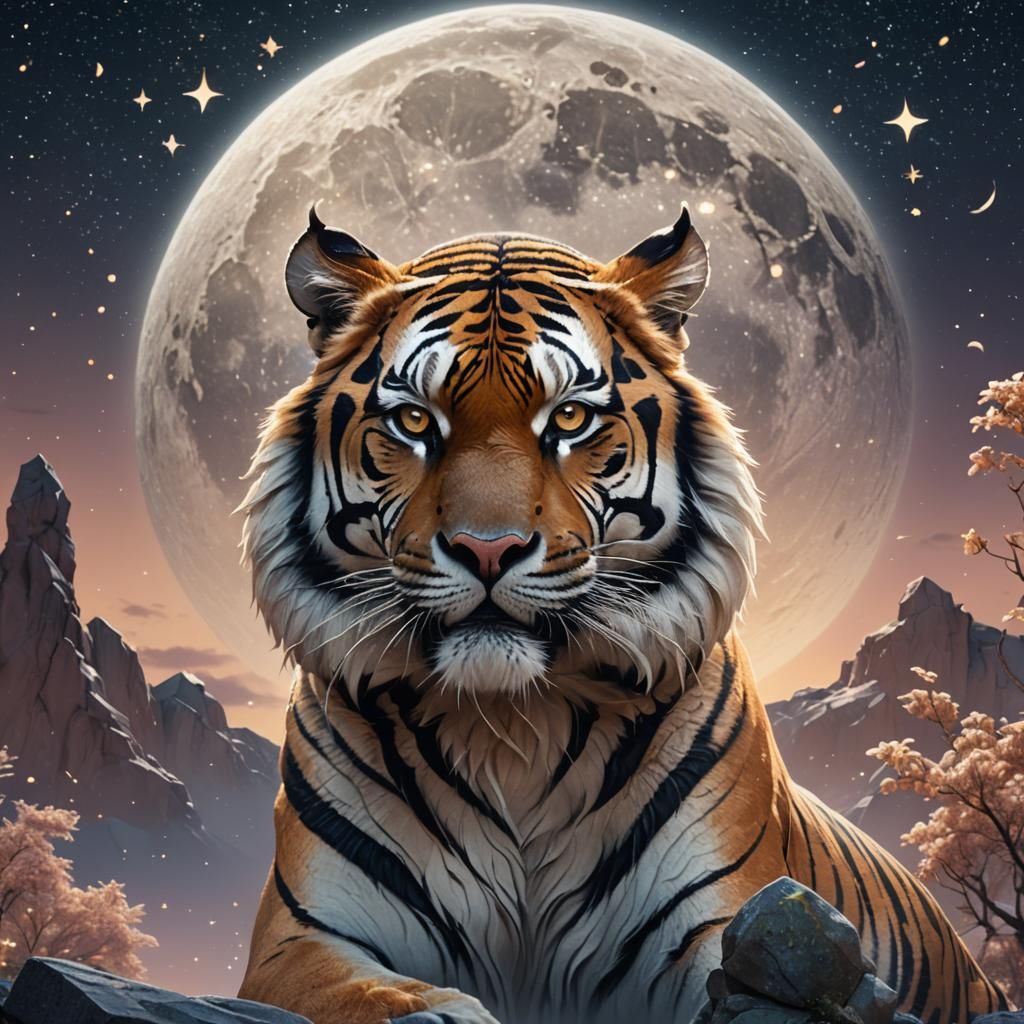 Majestic Tiger with Debrecen Tigers Logo, High Fantasy Art