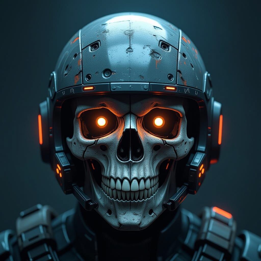 Futuristic Skeletal Helmet in Hyper-Realistic Concept Art