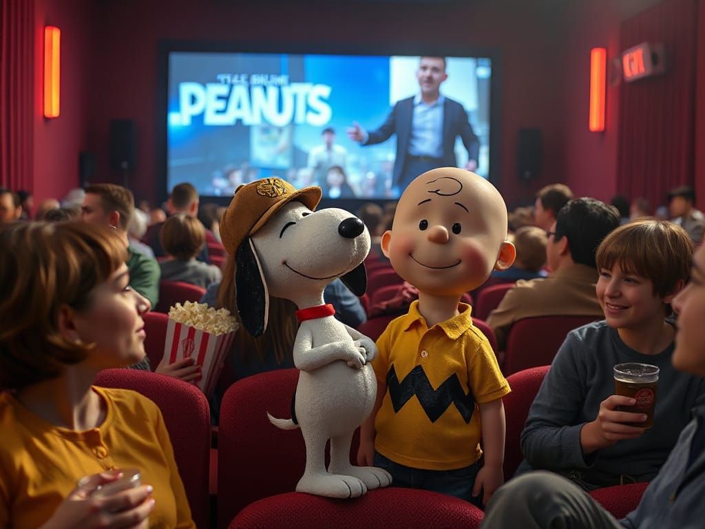 Peanuts Characters in a Movie Theater Scene