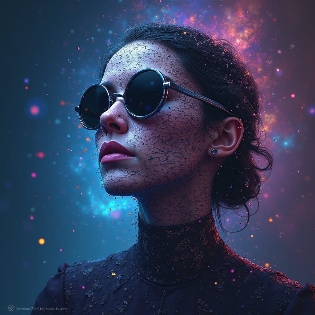 Fractured Space Pirate Portrait in Glitch Art Style