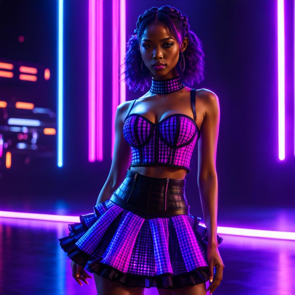 Fiber Optic and Electroluminescent Bustier and Skirt