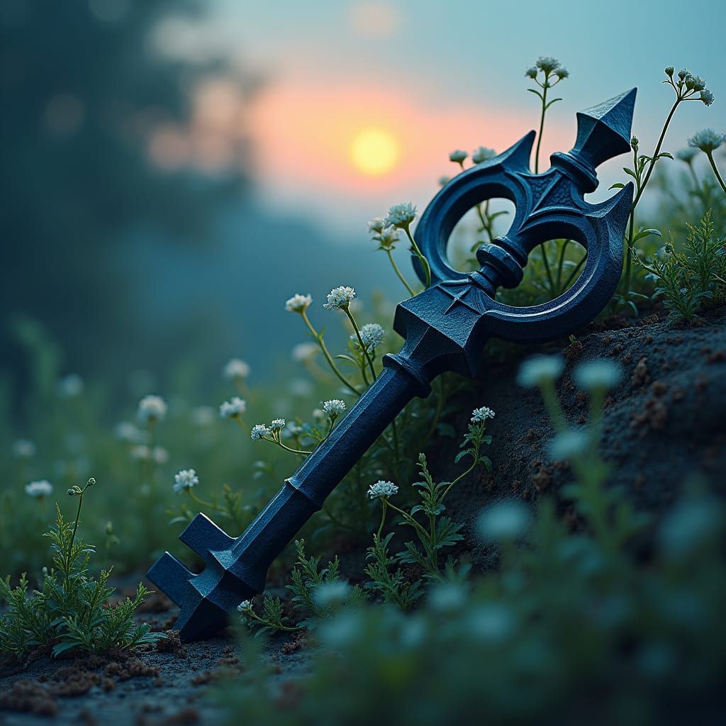 Enchanted Obsidian Keyblade in Twilight, Fantasy Art