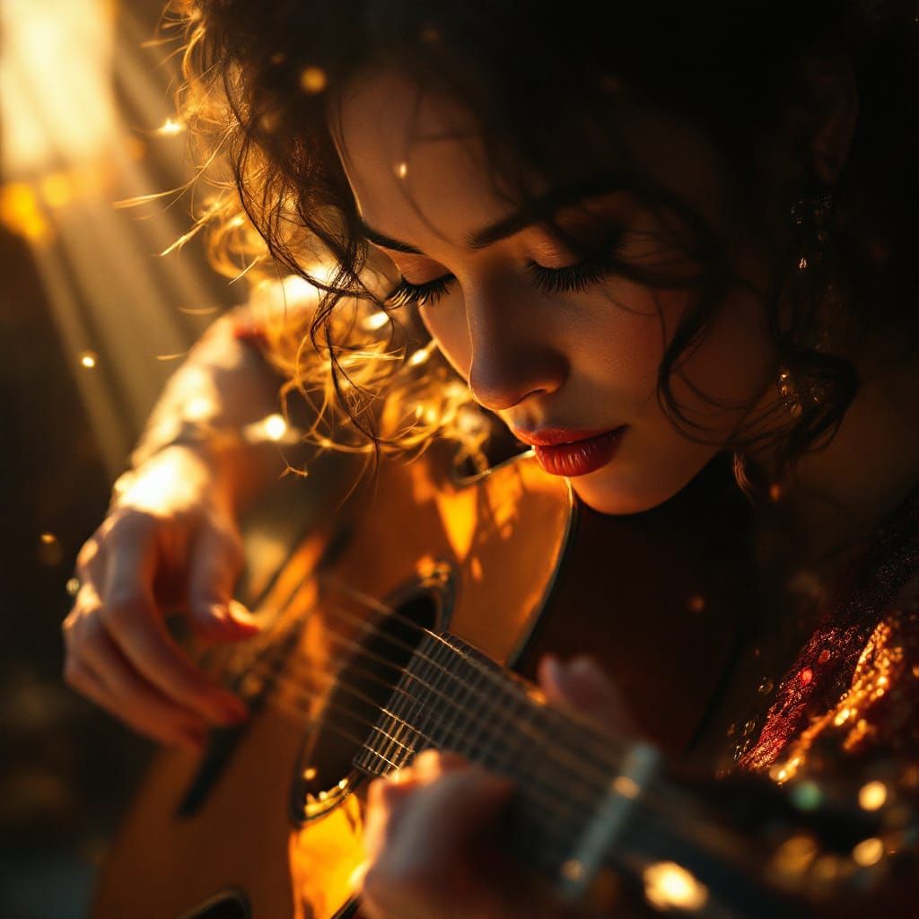 Spanish Guitar Player in Art Nouveau Style