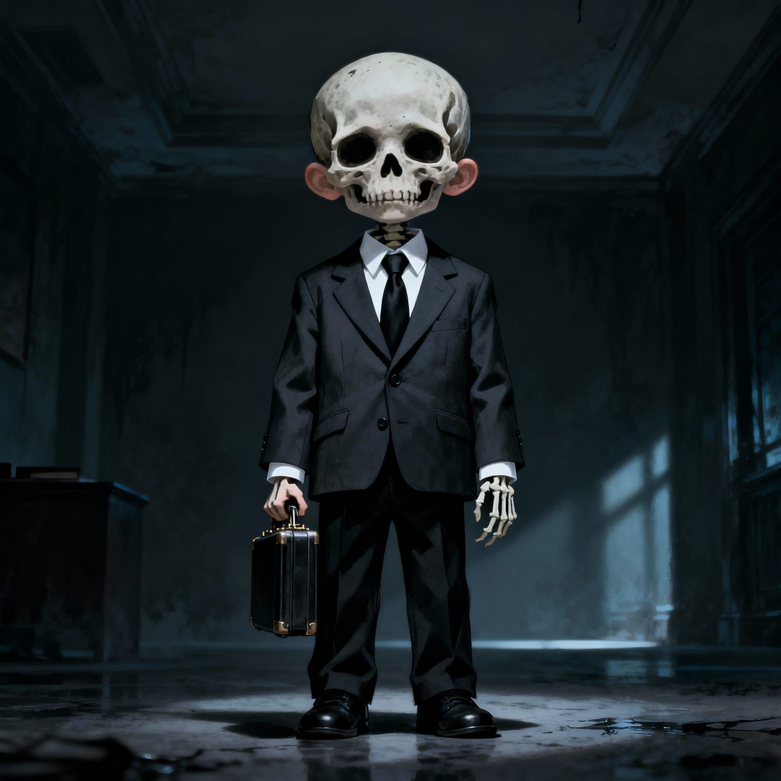 Skeleton Child in Business Suit