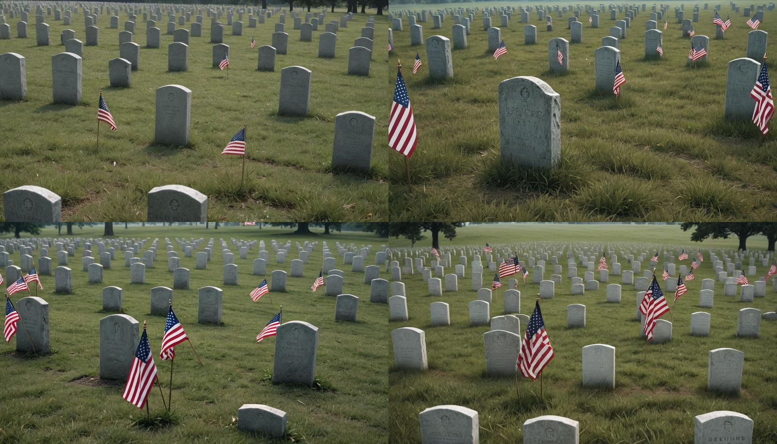American Flag Over Cemetery: Digital Matte Painting