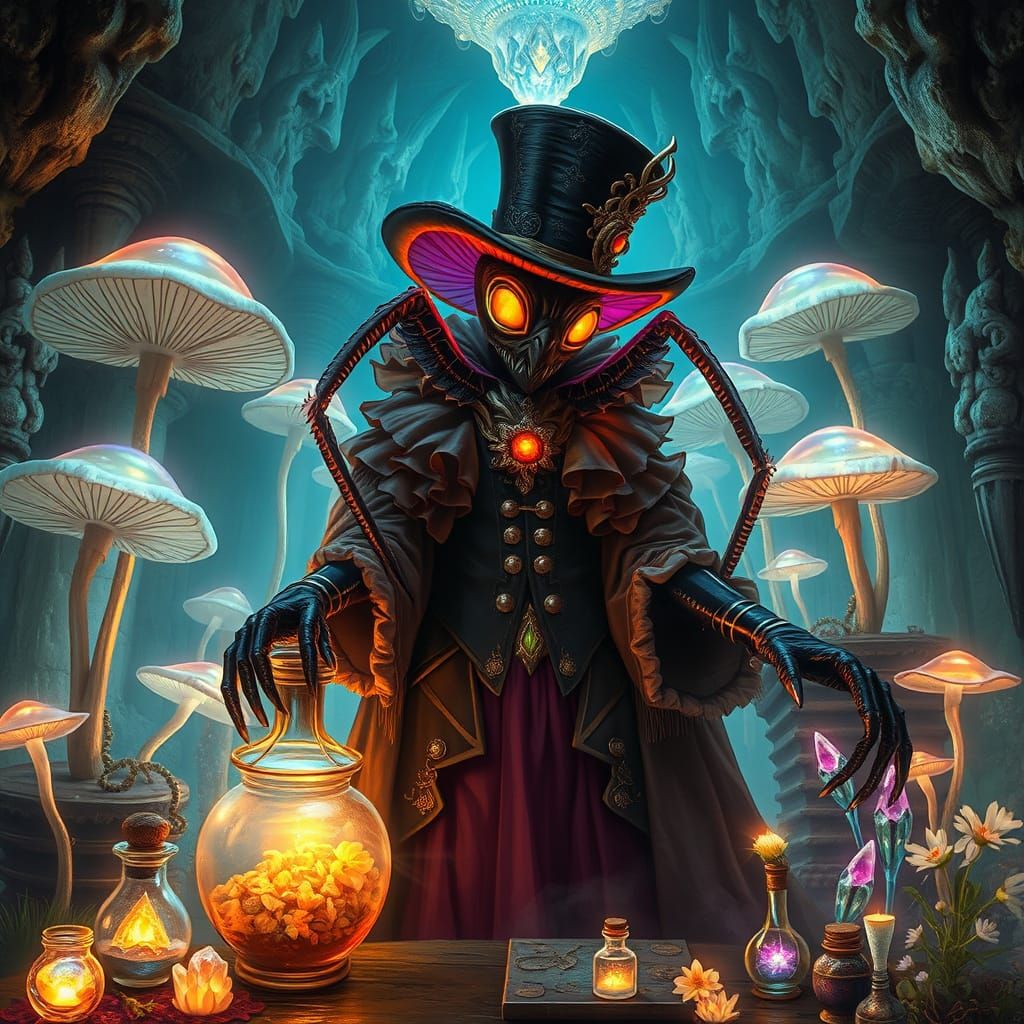 Mystical Alchemist in a Dreamlike Bioluminescent Realm