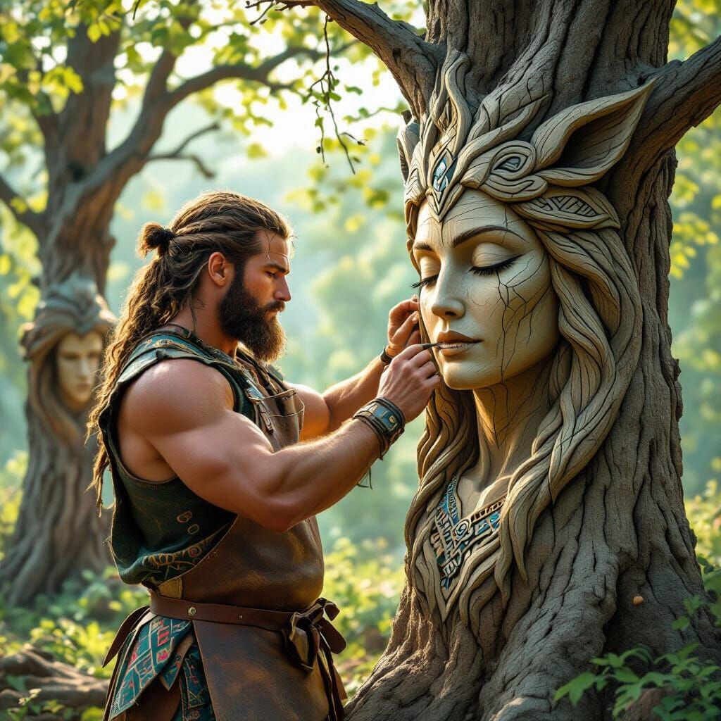 Man Sculpts Living Trees into Faces in Hyperrealistic Style