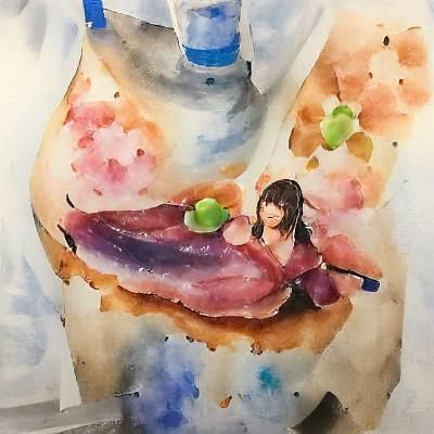 Watercolor Portrait Reminiscent of Anri Okita
