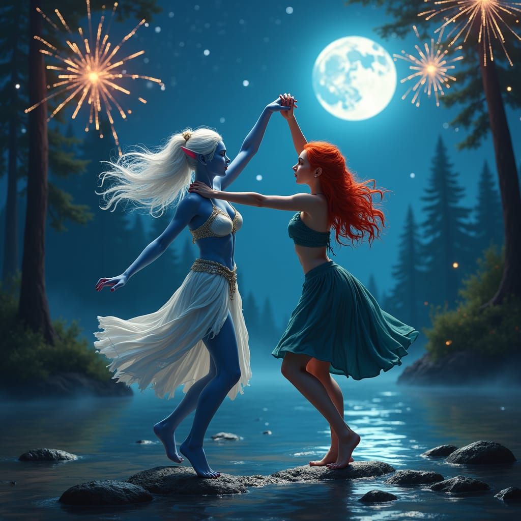 Elf and Human Disco Party Under the Stars